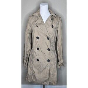 GAP Women’s Khaki Trench Coat S Double-Breasted Preppy Academia Classic
